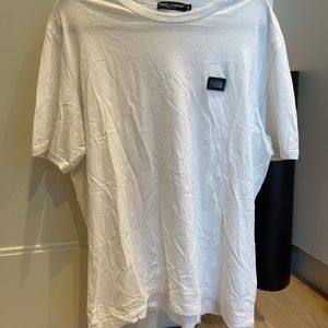 Dolce and Gabbana men’s white plaque logo t shirt